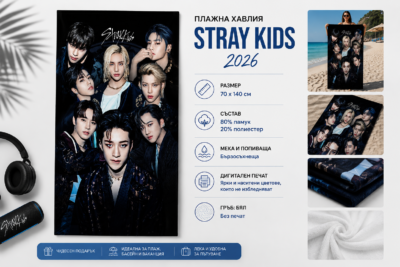 Плажна хавлия с Stray kids, 70x140 см